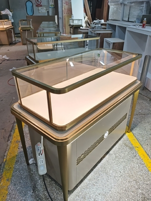 Safe Round Conner Wooden Jewelry Display Cases With 4000K-6000k Led Lighting